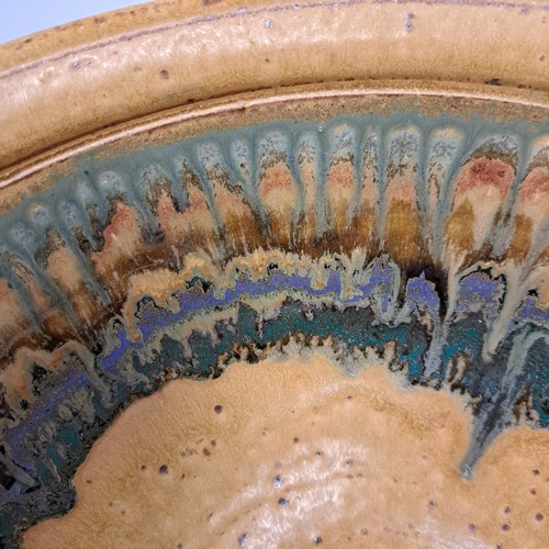 Click to view detail for #250516 Bowl, Mixed Colors, Wheat, Green/Blue/Purple $28